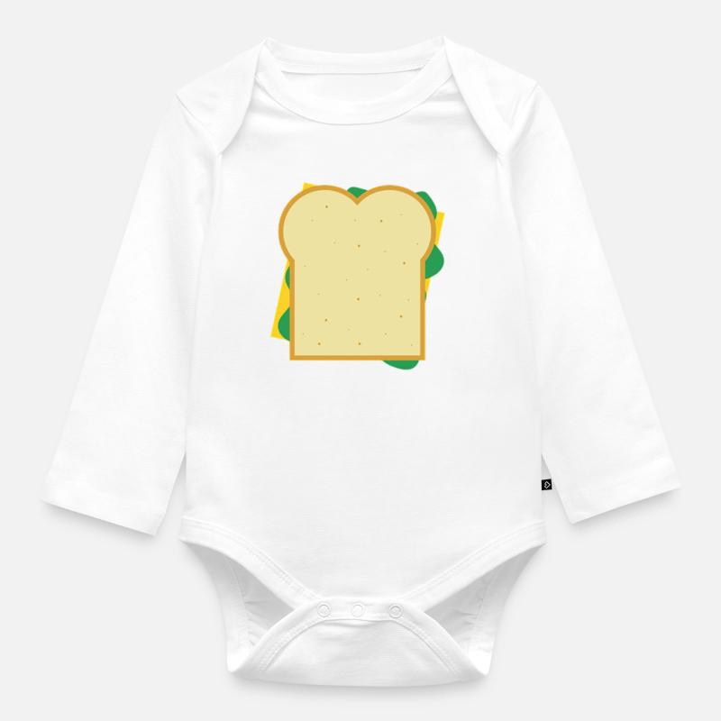 cheese bread - Organic Longsleeve Baby Bodysuit - white