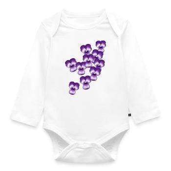 Pansy, flowers - Organic Longsleeve Baby Bodysuit - white - Front