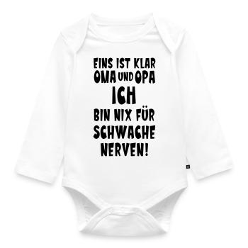 Baby Oma Opa Schwangerschaft - Baby Bio-Langarm-Body - Weiß - Vorne