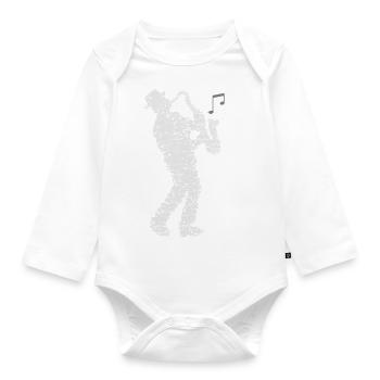 saxophone_player_made_of_notes_09201601 - Baby Bio-Langarm-Body - Weiß - Vorne