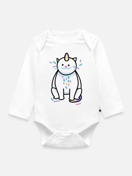 catcorn - Baby Bio-Langarm-Body - Weiß