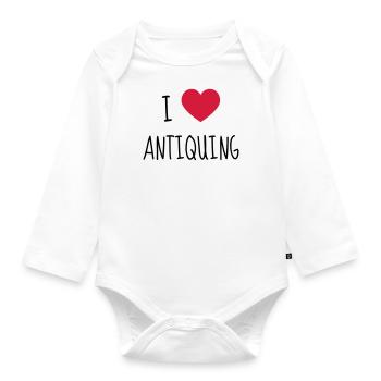 Flohmarkt / Trödler / Antiquar / Antike - Baby Bio-Langarm-Body - Weiß - Vorne