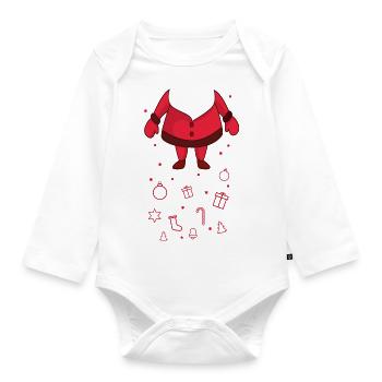 santa claus with your head santa claus - Organic Longsleeve Baby Bodysuit - white - Front