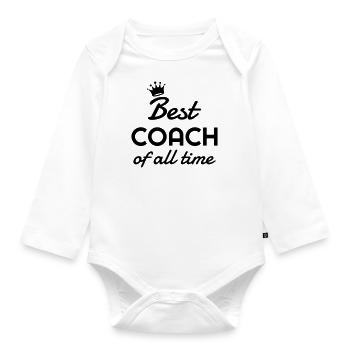 Coach / Coaching / Trainer / Sport - Baby Bio-Langarm-Body - Weiß - Vorne