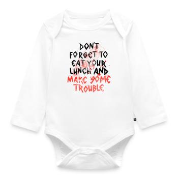 N'oubliez pas de prendre votre déjeuner et de créer des problèmes - Body Bébé bio manches longues - blanc - Devant
