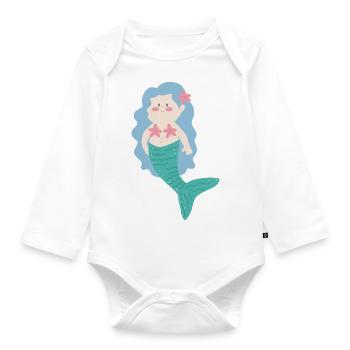 Little cute mermaid - Organic Longsleeve Baby Bodysuit - white - Front