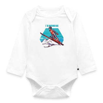 I´d rather be ski jumping winter sport ski jumping - Organic Longsleeve Baby Bodysuit - white - Front