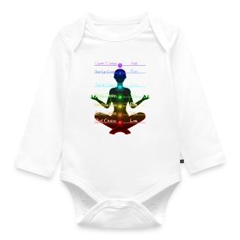 Meditation chakra spiritual funny gift idea - Organic Longsleeve Baby Bodysuit - white - Front