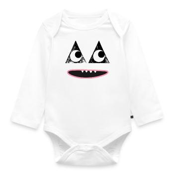 Happy face - Organic Longsleeve Baby Bodysuit - white - Front