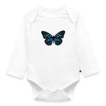 Papillon bleu - Body Bébé bio manches longues - blanc - Devant