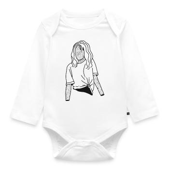 Beautiful girl - Organic Longsleeve Baby Bodysuit - white - Front