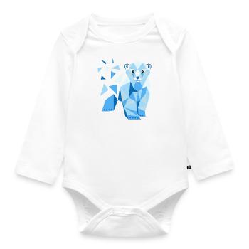 Geometric polar bear - Organic Longsleeve Baby Bodysuit - white - Front