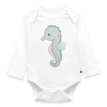 Seepferd - Baby Bio-Langarm-Body - Weiß - Vorne