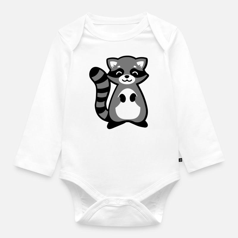 Waschbär Tierkind Geschenkidee raccoon gift idea - Baby Bio-Langarm-Body - Weiß