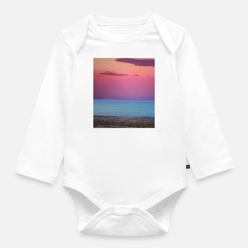 Synthwave Beach - Organic Longsleeve Baby Bodysuit - white
