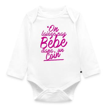 We don't leave baby in a corner - Organic Longsleeve Baby Bodysuit - white - Front