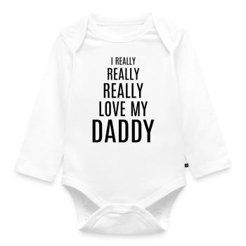 Bébé Proverbes papa Idée cadeau Love my Daddy - Body Bébé bio manches longues - blanc - Devant