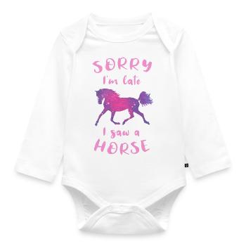 Pferdefan Pferd Reiten Mädchen Reiterhof Geschenk - Baby Bio-Langarm-Body - Weiß - Vorne