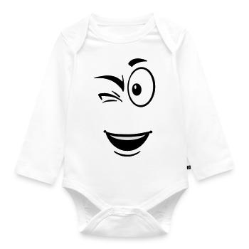 Face toon wink - Organic Longsleeve Baby Bodysuit - white - Front