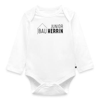 Junior Bauherrin mit Haus - Baby Bio-Langarm-Body - Weiß - Vorne