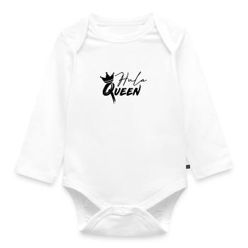 Hullern Hula Queen Krone Hooping Königin - Baby Bio-Langarm-Body - Weiß - Vorne