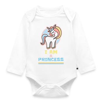 unicorn I am a princess - Body Bébé bio manches longues - blanc - Devant