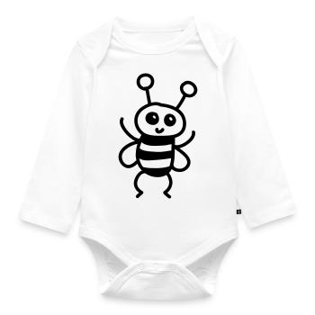 Little bee flies - line - Organic Longsleeve Baby Bodysuit - white - Front