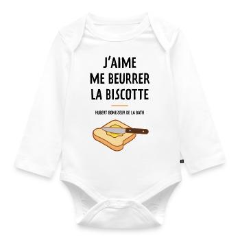 J aime me beurrer la biscotte - Body Bébé bio manches longues - blanc - Devant