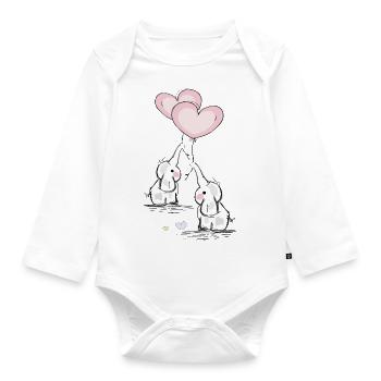 Elefanten mit Herz - Baby Bio-Langarm-Body - Weiß - Vorne