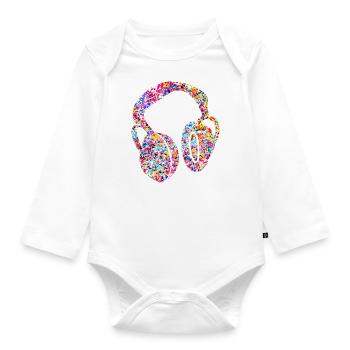 color music headphones - Organic Longsleeve Baby Bodysuit - white - Front