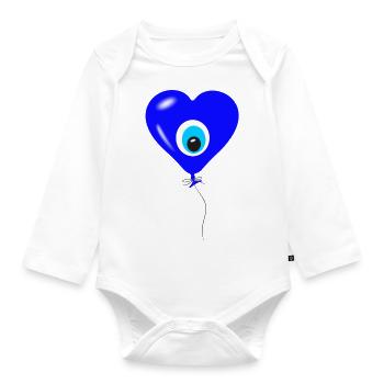 Nazar Ballon Herz - Baby Bio-Langarm-Body - Weiß - Vorne