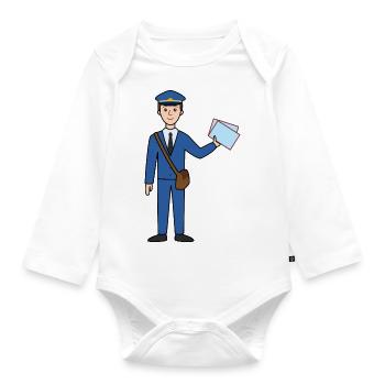 Post Beamter Briefträger - Baby Bio-Langarm-Body - Weiß - Vorne