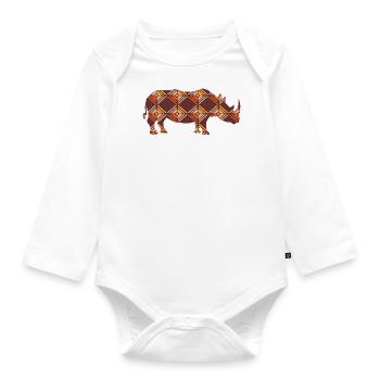 Nashorn abstrakt Afrika Muster Tiere Tier Safari - Baby Bio-Langarm-Body - Weiß - Vorne