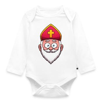 Saint Nicholas Face - Organic Longsleeve Baby Bodysuit - white - Front