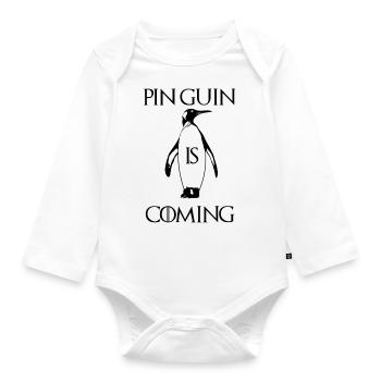 Pinguin is coming - GOT winter - Organic Longsleeve Baby Bodysuit - white - Front