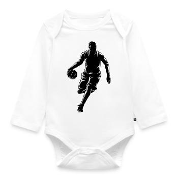 Sports Basketball Dribbling - Organic Longsleeve Baby Bodysuit - white - Front