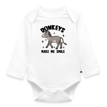 Farm Animal Donkey Cute Mule Nature - Organic Longsleeve Baby Bodysuit - white - Front
