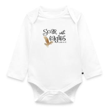Christian Design Soar with Eagles and Gold - Organic Longsleeve Baby Bodysuit - white - Front