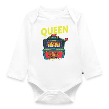Queen Of The Machine Funny Slot Machine Casino - Baby Bio-Langarm-Body - Weiß - Vorne