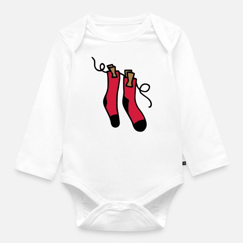 Socken an Wäscheleine - Bunte Socken Geschenkidee - Baby Bio-Langarm-Body - Weiß