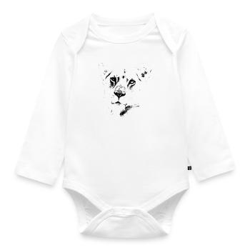 Lion Head Female, front, black white - Organic Longsleeve Baby Bodysuit - white - Front
