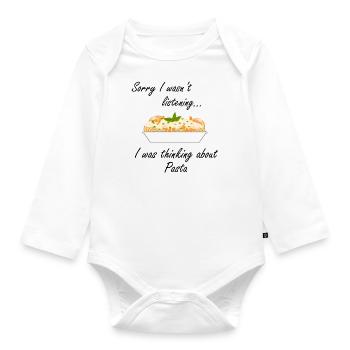 Penser aux pâtes spaghetti manger des nouilles - Body Bébé bio manches longues - blanc - Devant