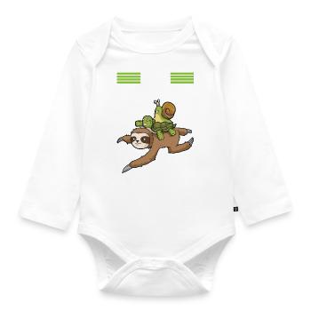 Joggen Sport Lustiger Spruch - Baby Bio-Langarm-Body - Weiß - Vorne