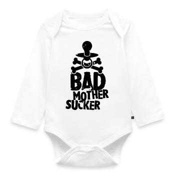 Evil Mother Sucker Baby Humor Pacifier Metal - Organic Longsleeve Baby Bodysuit - white - Front