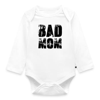 bad mom,mom,graffiti,typo,schrift,schwarz - Baby Bio-Langarm-Body - Weiß - Vorne