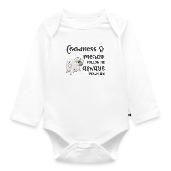 Christian Design Güte und Barmherzigkeit Psalm 23 - Baby Bio-Langarm-Body - Weiß - Vorne