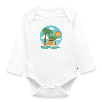 Ani sur l’île ananas été - Body Bébé bio manches longues - blanc - Devant