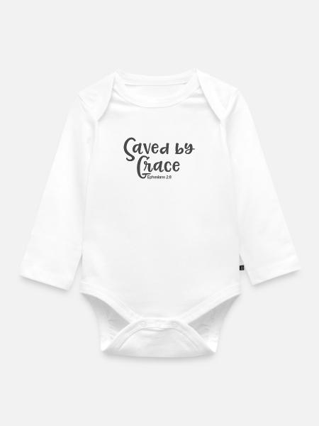 Le design chrétien sauvé par la grâce - Body Bébé bio manches longues - blanc