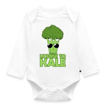 Vegan Vegetarian License Kale I Gift - Organic Longsleeve Baby Bodysuit - white - Front