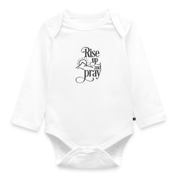 Christian Design Rise Up and Pray - Organic Longsleeve Baby Bodysuit - white - Front